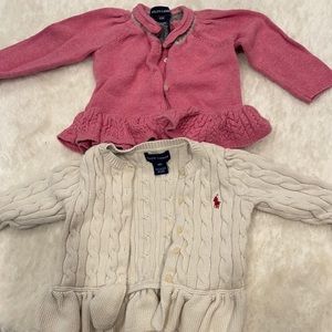 12m pink and 18 m cream Ralph Lauren cardigans